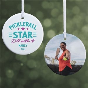 Pickleball Personalized Photo Christmas Ornament - Glossy - 2 Sided - 46275-2