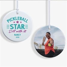 Pickleball Personalized Photo Christmas Ornament - Glossy - 2 Sided - 46275-2