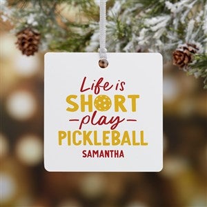 Pickleball Personalized Square Metal Ornament - 46275-1M