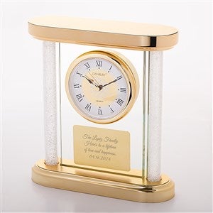 Engraved Gold and Glass Column Clock - 46302