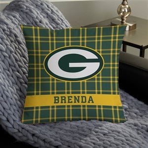NFL Green Bay Packers Plaid Personalized 14" Throw Pillow - 46315-S