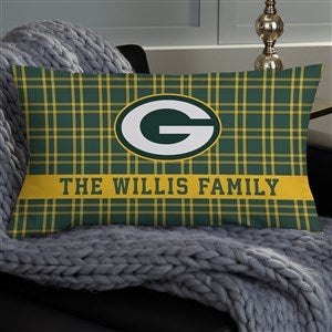 NFL Green Bay Packers Plaid Personalized Lumbar Throw Pillow - 46315-LB