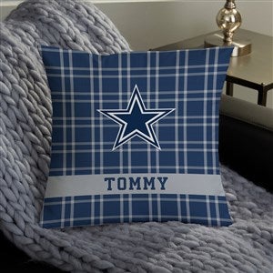 NFL Dallas Cowboys Plaid Personalized 14" Throw Pillow - 46317-S