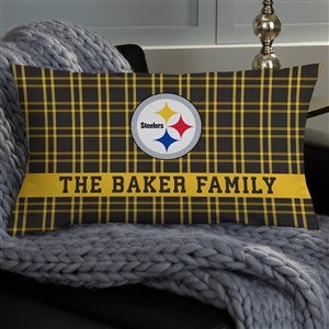 NFL Pittsburgh Steelers Plaid Personalized Lumbar Throw Pillow - 46331-LB