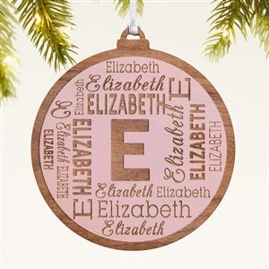 Christmas Repeating Name Personalized Wood Ornament - Pink - 46345-P