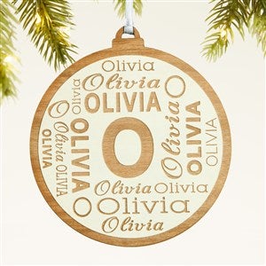 Christmas Repeating Name Personalized Wood Ornament - White - 46345-W
