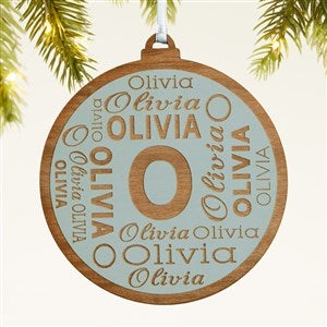 Christmas Repeating Name Personalized Wood Ornament - Blue - 46345-B