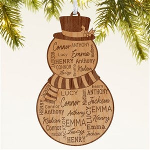 Snowman Repeating Name Personalized Wood Ornament - Natural - 46346-N
