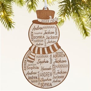 Snowman Repeating Name Personalized Wood Ornament - White - 46346-W