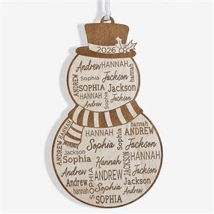 Snowman Repeating Name Personalized Wood Ornament - White - 46346-W