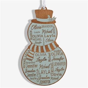 Snowman Repeating Name Personalized Wood Ornament - Blue - 46346-B