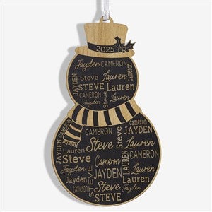 Snowman Repeating Name Personalized Wood Ornament - Black - 46346-BLK