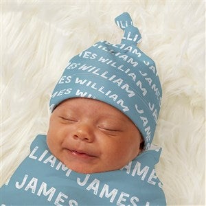 Playful Name Personalized Baby Hat Receiving Blanket Set
