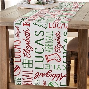 Holiday Repeating Name Personalized Christmas Table Runner - Medium - 46390-M