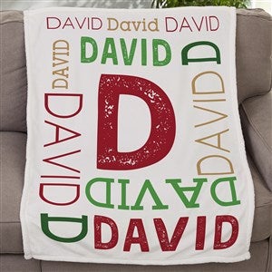 Christmas Repeating Name Personalized Sherpa Fleece Blanket - 30x40 - 46394-SS
