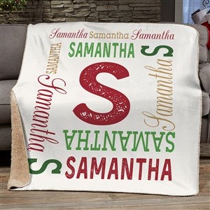 Christmas Repeating Name Personalized Sherpa Fleece Blanket - 60x80 - 46394-SL
