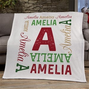 Christmas Repeating Name Personalized Lightweight Fleece Blanket - 50x60 - 46394-LF