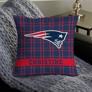 NFL New England Patriots Plaid Personalized 14" Throw Pillow - 46402-S