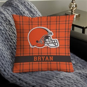 NFL Cleveland Browns Plaid Personalized 14" Throw Pillow - 46403-S