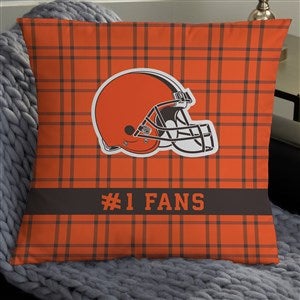 NFL Cleveland Browns Plaid Personalized 18" Throw Pillow - 46403-L