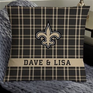 NFL New Orleans Saints Plaid Personalized 18 Throw Pillow - 46404-L