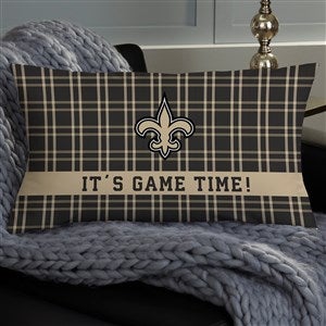 NFL New Orleans Saints Plaid Personalized Lumbar Throw Pillow - 46404-LB
