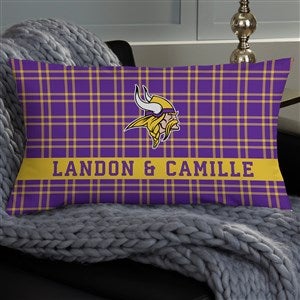 NFL Minnesota Vikings Plaid Personalized Lumbar Throw Pillow - 46405-LB
