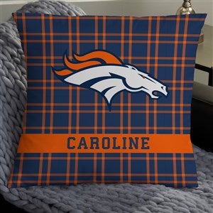 NFL Denver Broncos Plaid Personalized 18" Throw Pillow - 46406-L