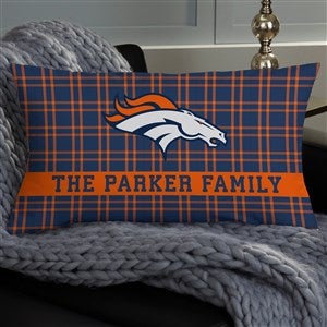 NFL Denver Broncos Plaid Personalized Lumbar Throw Pillow - 46406-LB