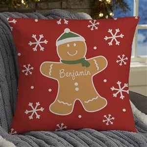 Gingerbread Family Personalized Throw Pillow - Large Velvet - 46412-LV
