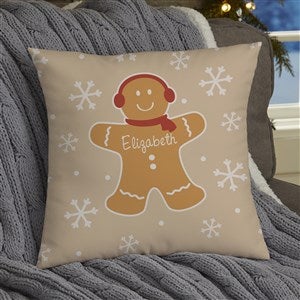 Gingerbread Family Personalized Throw Pillow - Small Velvet - 46412-SV