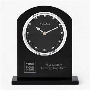 Personalized Logo Bulova Ebony Crystal Recognition Clock - 46418