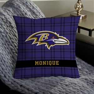 NFL Baltimore Ravens Plaid Personalized 14" Throw Pillow - 46440-S
