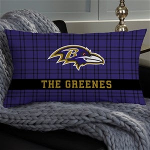NFL Baltimore Ravens Plaid Personalized Lumbar Throw Pillow - 46440-LB