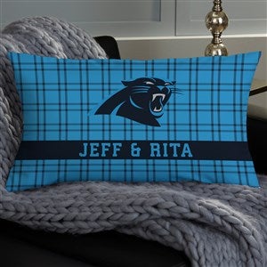 NFL Carolina Panthers Plaid Personalized Lumbar Throw Pillow - 46441-LB