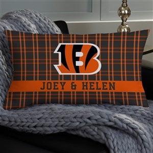 NFL Cincinnati Bengals Plaid Personalized Lumbar Throw Pillow - 46442-LB