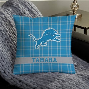 NFL Detroit Lions Plaid Personalized 14 Throw Pillow - 46443-S