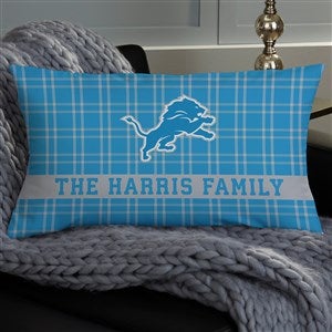 NFL Detroit Lions Plaid Personalized Lumbar Throw Pillow - 46443-LB