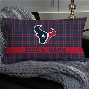 NFL Houston Texans Plaid Personalized Lumbar Throw Pillow - 46444-LB