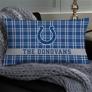 NFL Indianapolis Colts Plaid Personalized Lumbar Throw Pillow - 46446-LB