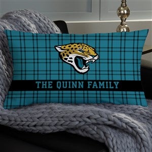 NFL Jacksonville Jaguars Plaid Personalized Lumbar Throw Pillow - 46447-LB