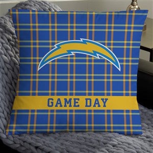 NFL Los Angeles Chargers Plaid Personalized 18 Throw Pillow - 46448-L