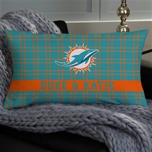 NFL Miami Dolphins Plaid Personalized Lumbar Throw Pillow - 46452-LB