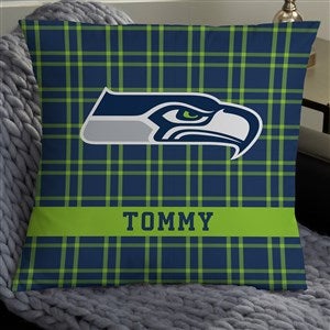 NFL Seattle Seahawks Plaid Personalized 18 Throw Pillow - 46455-L