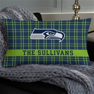 NFL Seattle Seahawks Plaid Personalized Lumbar Throw Pillow - 46455-LB