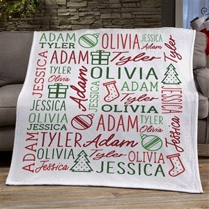 Holiday Repeating Name Personalized Lightweight Fleece Blanket - 50x60 - 46474-LF