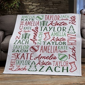 Holiday Repeating Name Personalized Sweatshirt Blanket - 50x60 - 46474-SW