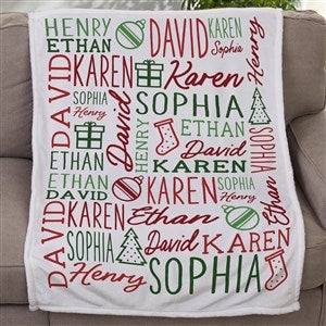 Holiday Repeating Name Personalized Plush Fleece Blanket - 30x40 - 46474-SF