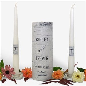 Personalized Birch Wood Wedding Unity Candle Set - 46485D