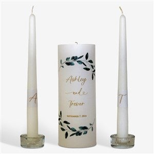 Personalized Eucalyptus Wreath Wedding Unity Candle Set - 46486D